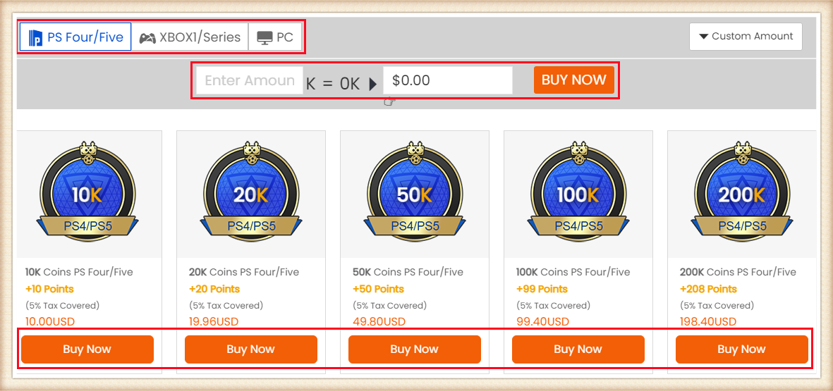 Select Coins and Buy